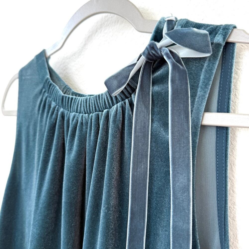 Ann Taylor Velvet Sleeveless Blouse Tie Shoulder Soft‎ Glam Holiday Top Size L - Picture 2 of 7
